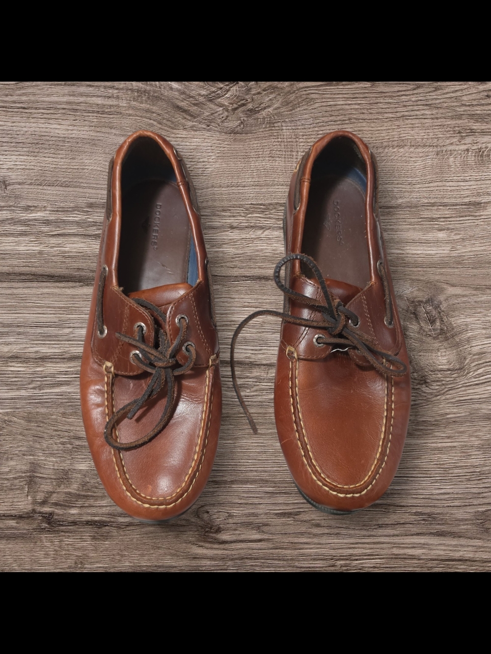 Dockers Men's Brown Leather Moc Toe Boat Shoes